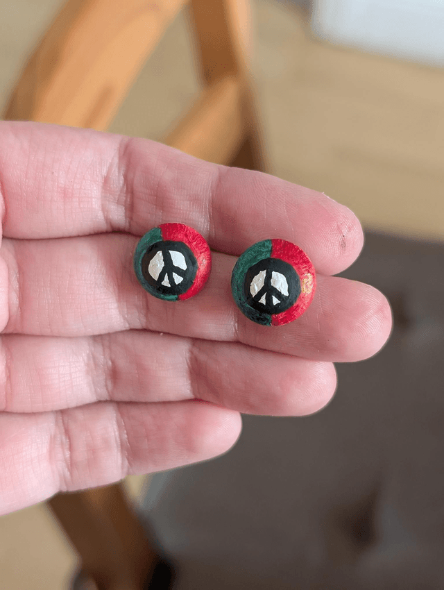 Palestine flag and peace sign studs