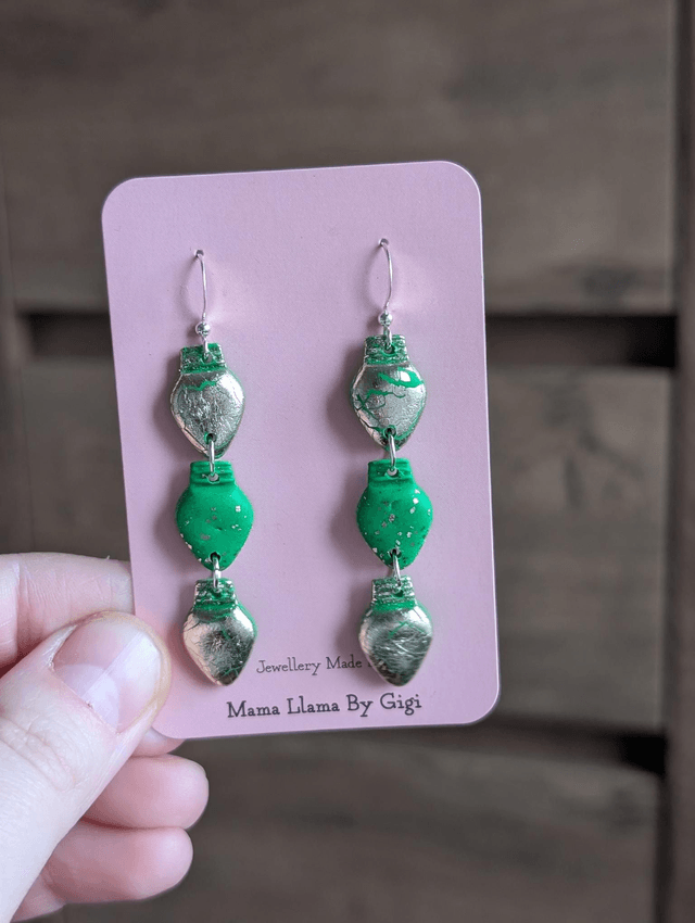 Christmas fairy lights clay earrings 