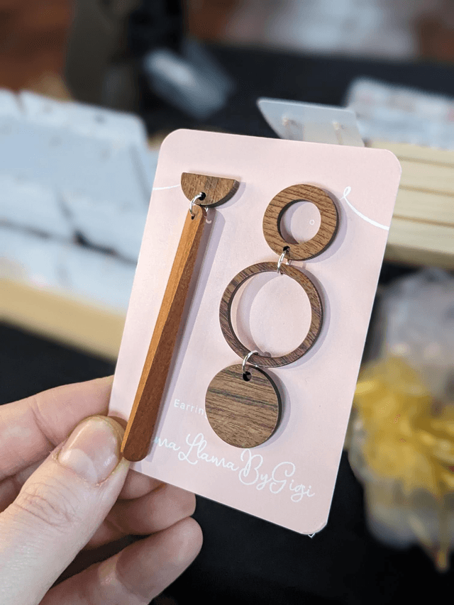 Asymmetrical Wooden Dangle Earrings