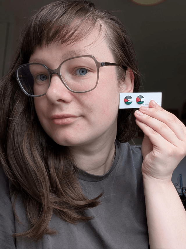 Palestine flag and peace sign studs