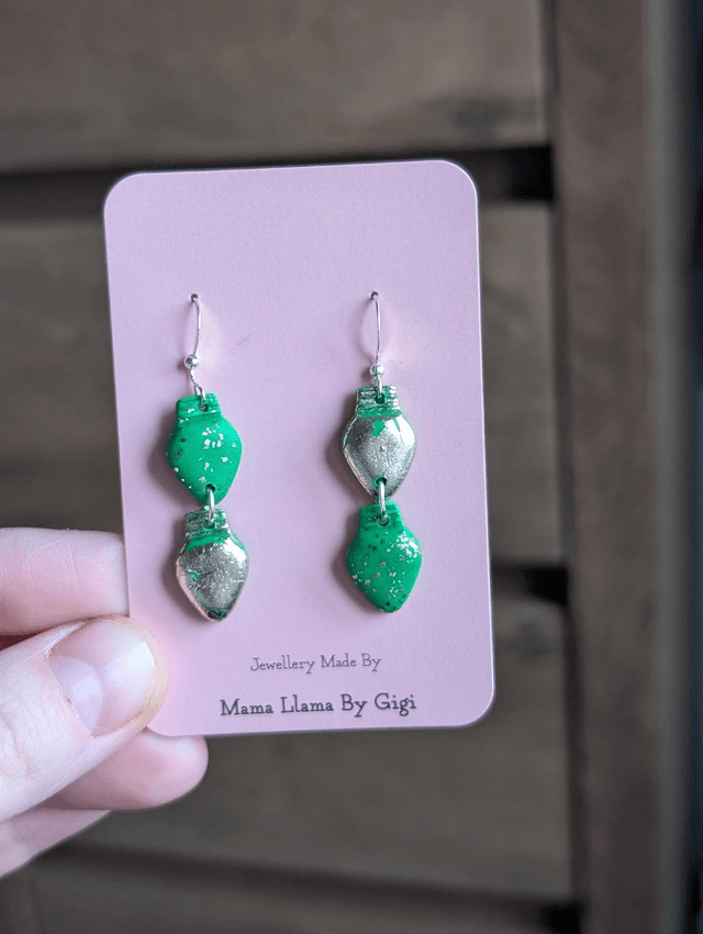 Christmas fairy lights clay earrings 