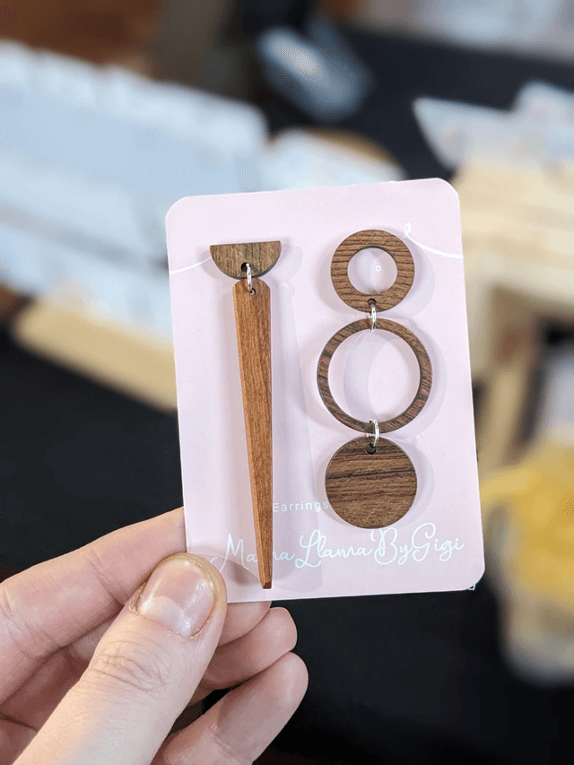 Asymmetrical Wooden Dangle Earrings