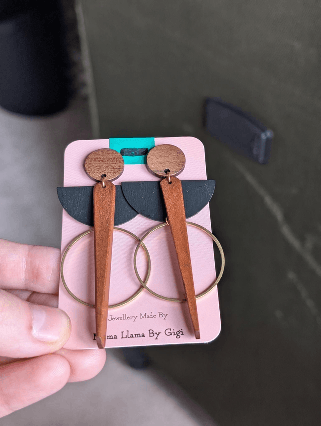 Wooden and brass earrings 