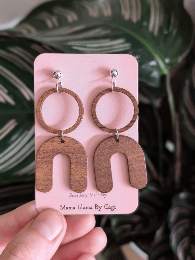 Elegant Wooden Arch Earrings 