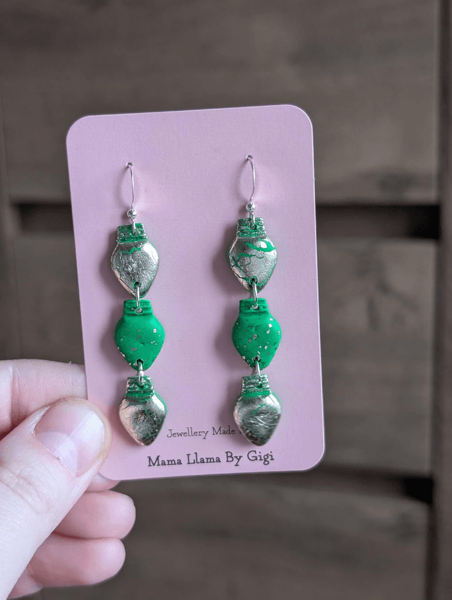 Christmas fairy lights clay earrings 