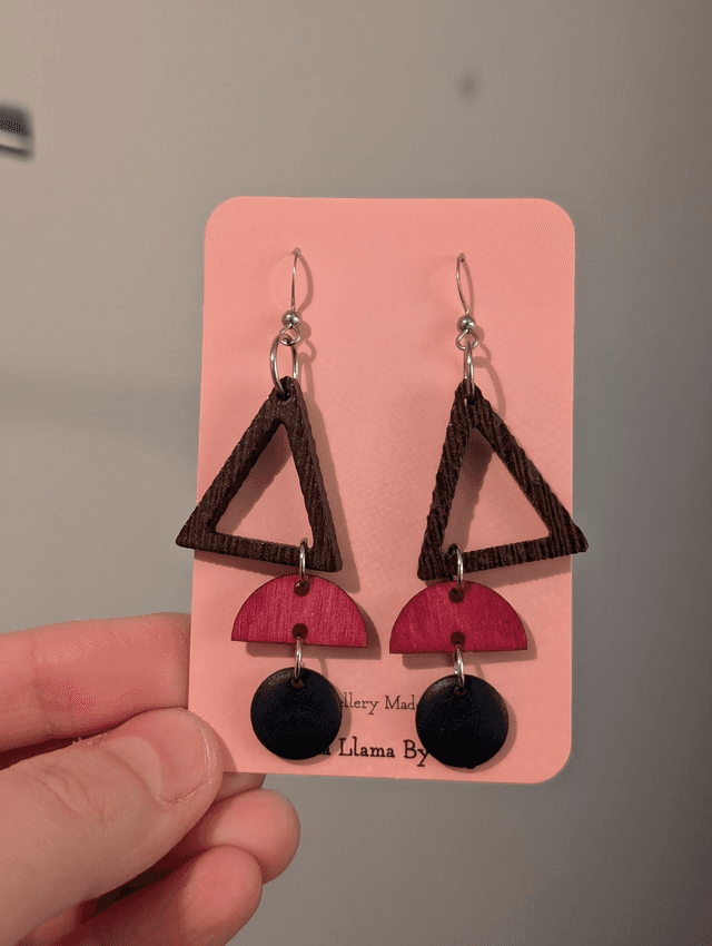 Bold Geometric Drop  Wooden Earrings