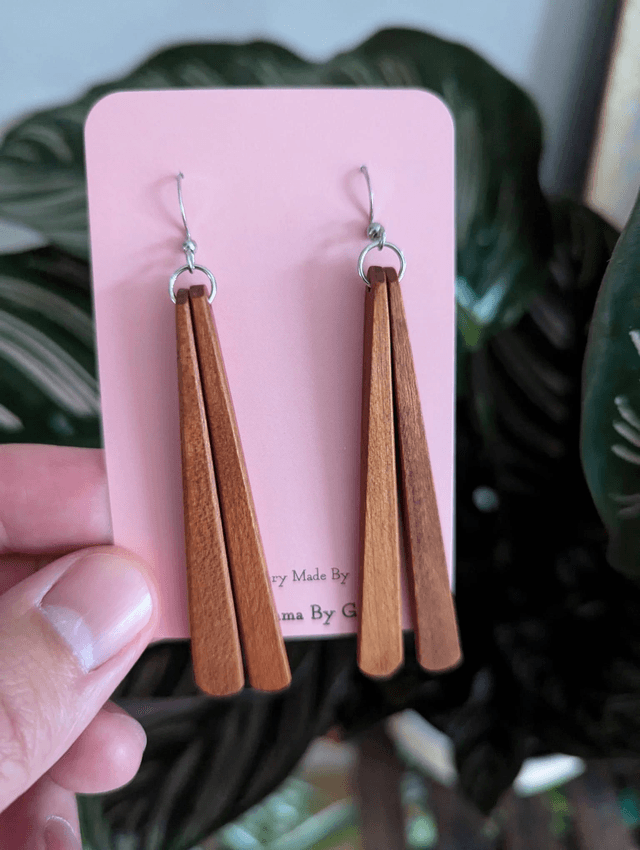 Elegant Wooden Drop Earrings 