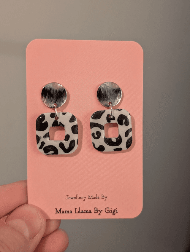 Resin-Finished Leopard Print Clay Earrings
