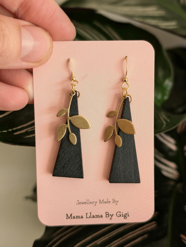 Leaf-Inspired Wooden Earrings