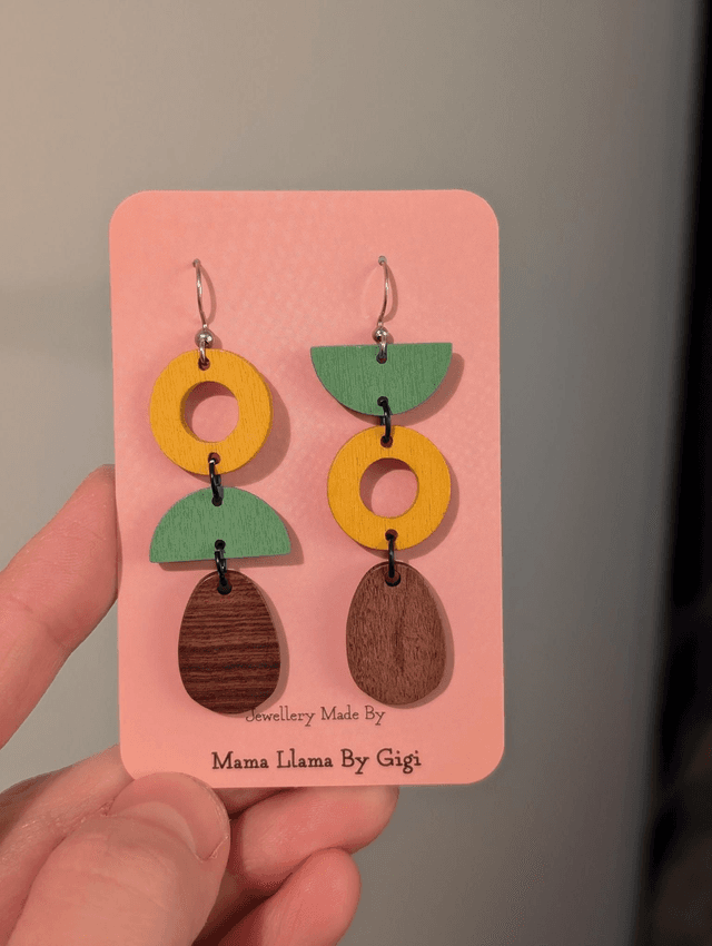 Retro Vibe Wood Dangle Earrings