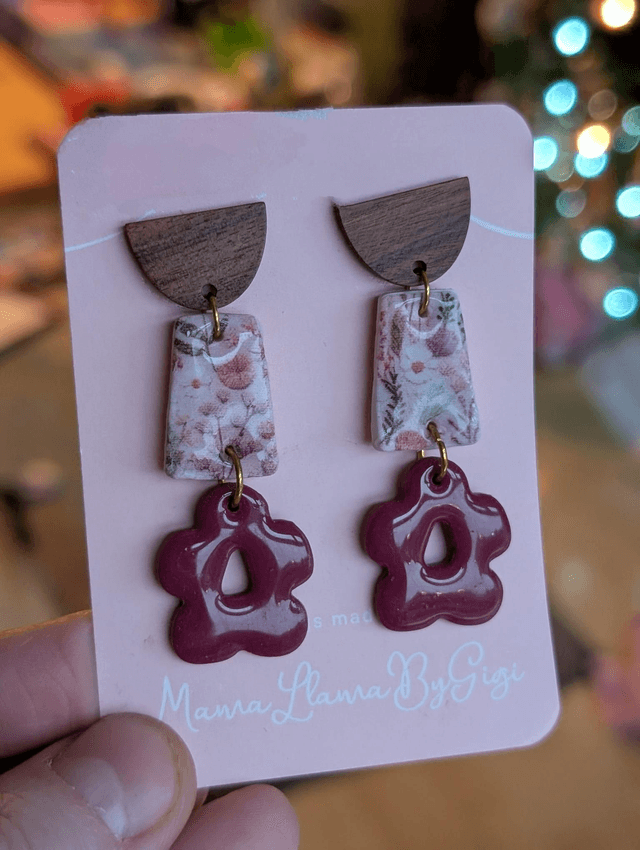 Handmade Floral & Wooden Earrings – 3 Unique Variations by