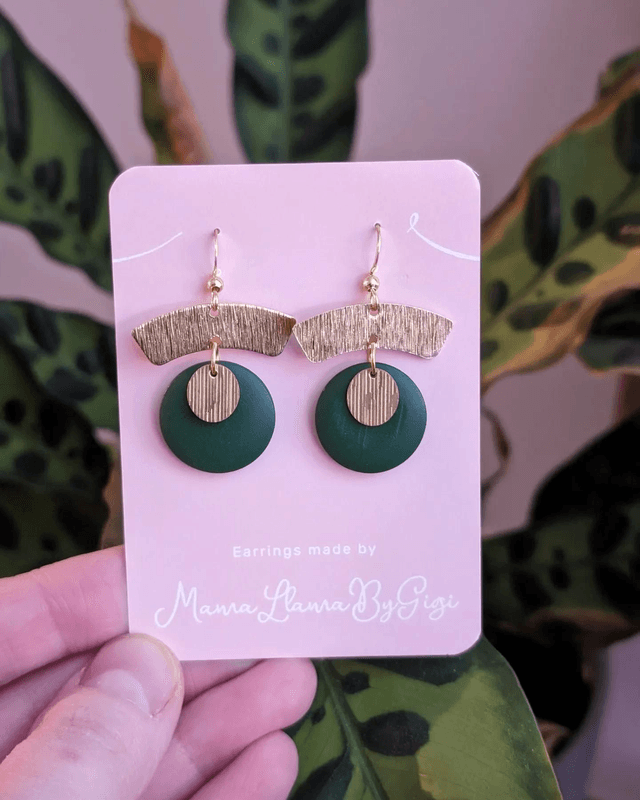 Black and Brass Wooden Earrings