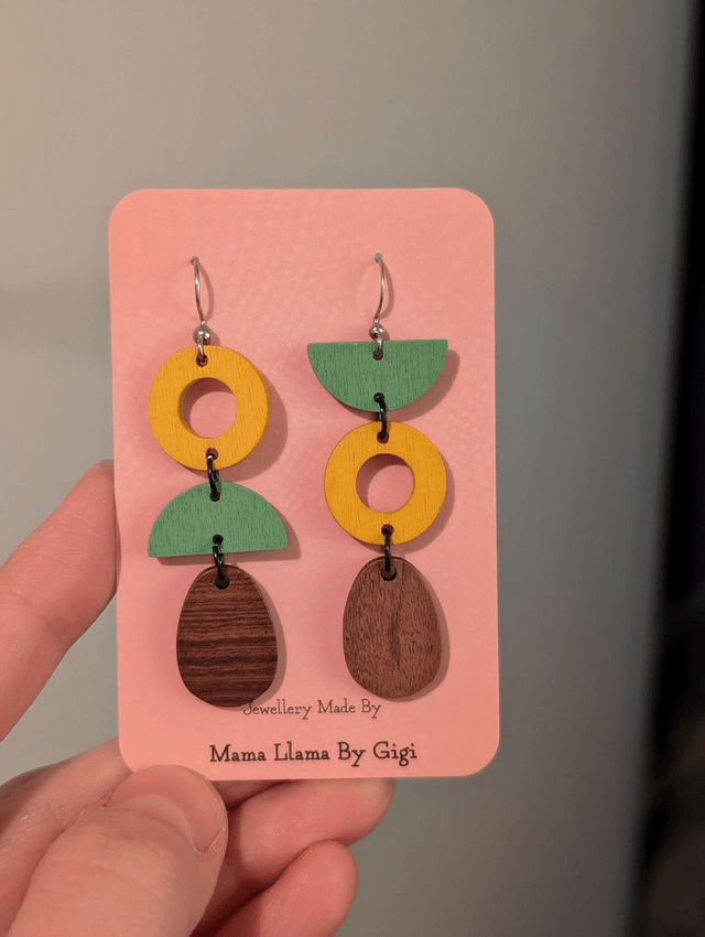Retro Vibe Wood Dangle Earrings